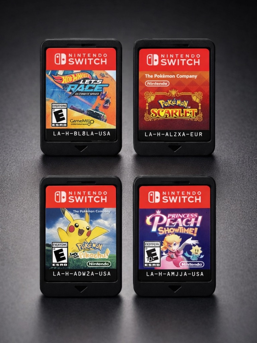 Nintendo Switch Game Bundle (4) – Pokémon, Pikachu, Princess Peach, Hot Wheels